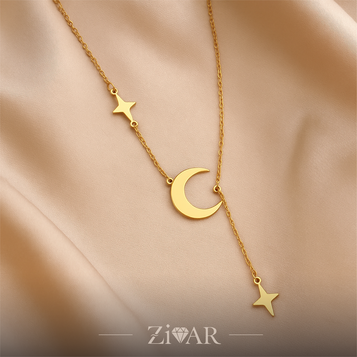 Crescent Moon Pendant Necklace - Stainless Steel - Zivar Jewelry