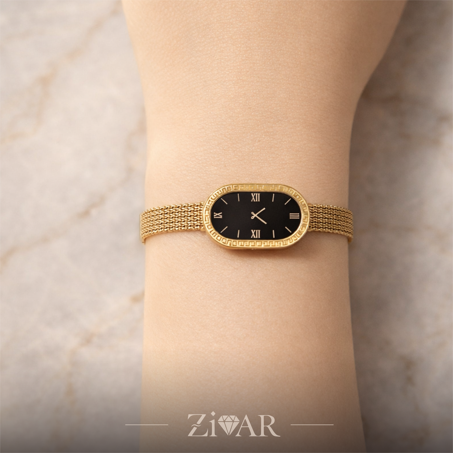 Oval Clock Bracelet- Zivar Jewelry - Stainless Steel