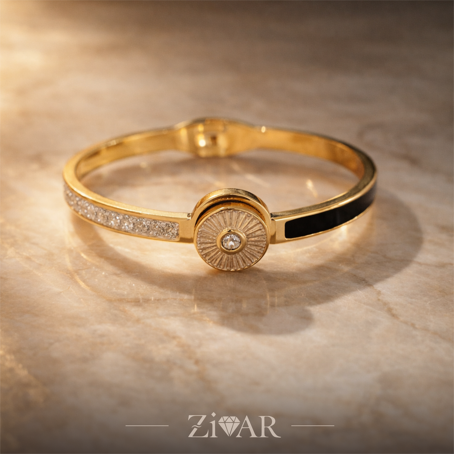 Spinning Solitaire Bangle - Stainless Steel - Zivar Jewelry