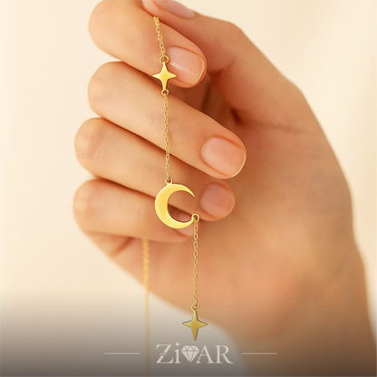 Crescent Moon Pendant Necklace - Stainless Steel - Zivar Jewelry