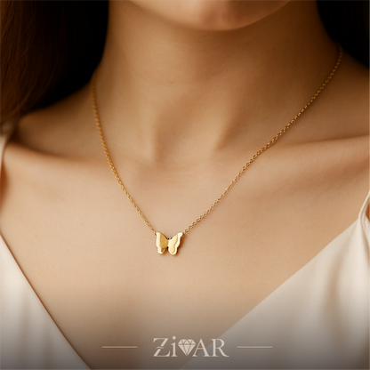 Butterfly Blossom Necklace - Stainless Steel - Zivar Jewelry