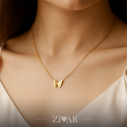 Butterfly Blossom Necklace - Stainless Steel - Zivar Jewelry