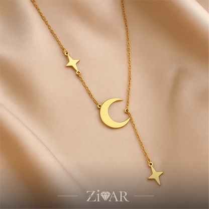Crescent Moon Pendant Necklace - Stainless Steel - Zivar Jewelry
