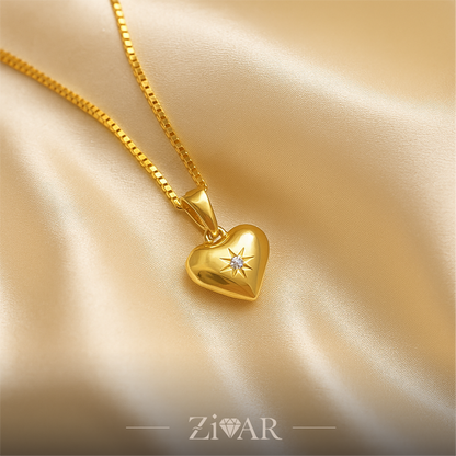 Heart Pendant with Star Cut Diamond - Zivar Jewelry