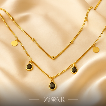 Teardrop Layered Necklace - Stainless Steel - Zivar Jewelry