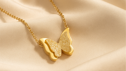 Butterfly Blossom Necklace - Stainless Steel - Zivar Jewelry