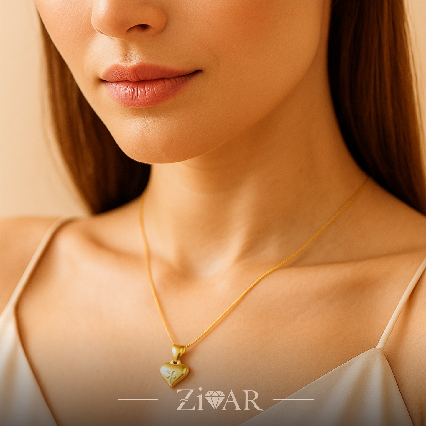 Heart Pendant with Star Cut Diamond - Zivar Jewelry
