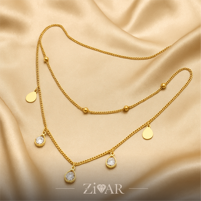 Teardrop Layered Necklace - Stainless Steel - Zivar Jewelry