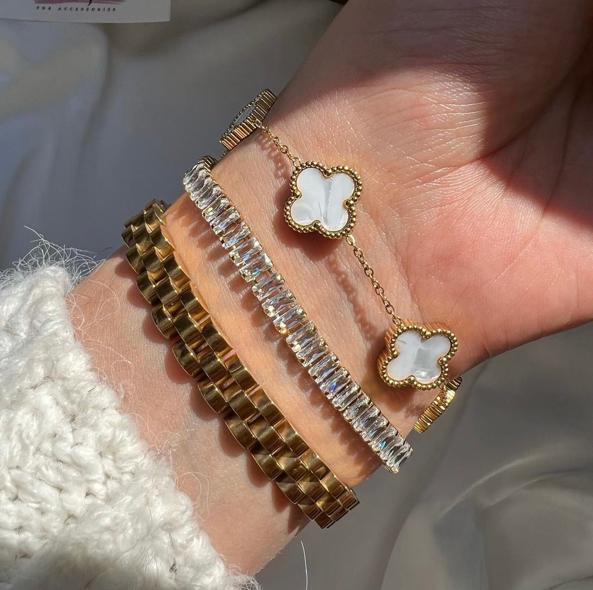 White Clover, Crystal & Rolex Bracelet - [Set of 3]
