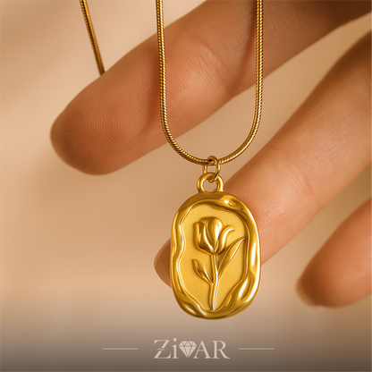 Golden Rose Pendant - Stainless Steel - Zivar Jewelry