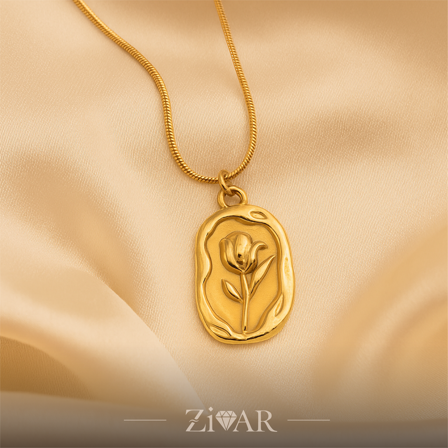 Golden Rose Pendant - Stainless Steel - Zivar Jewelry