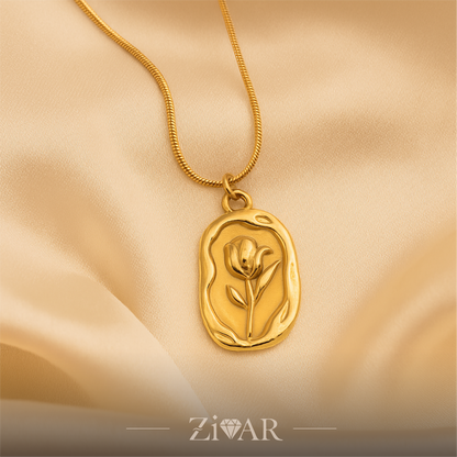Golden Rose Pendant - Stainless Steel - Zivar Jewelry