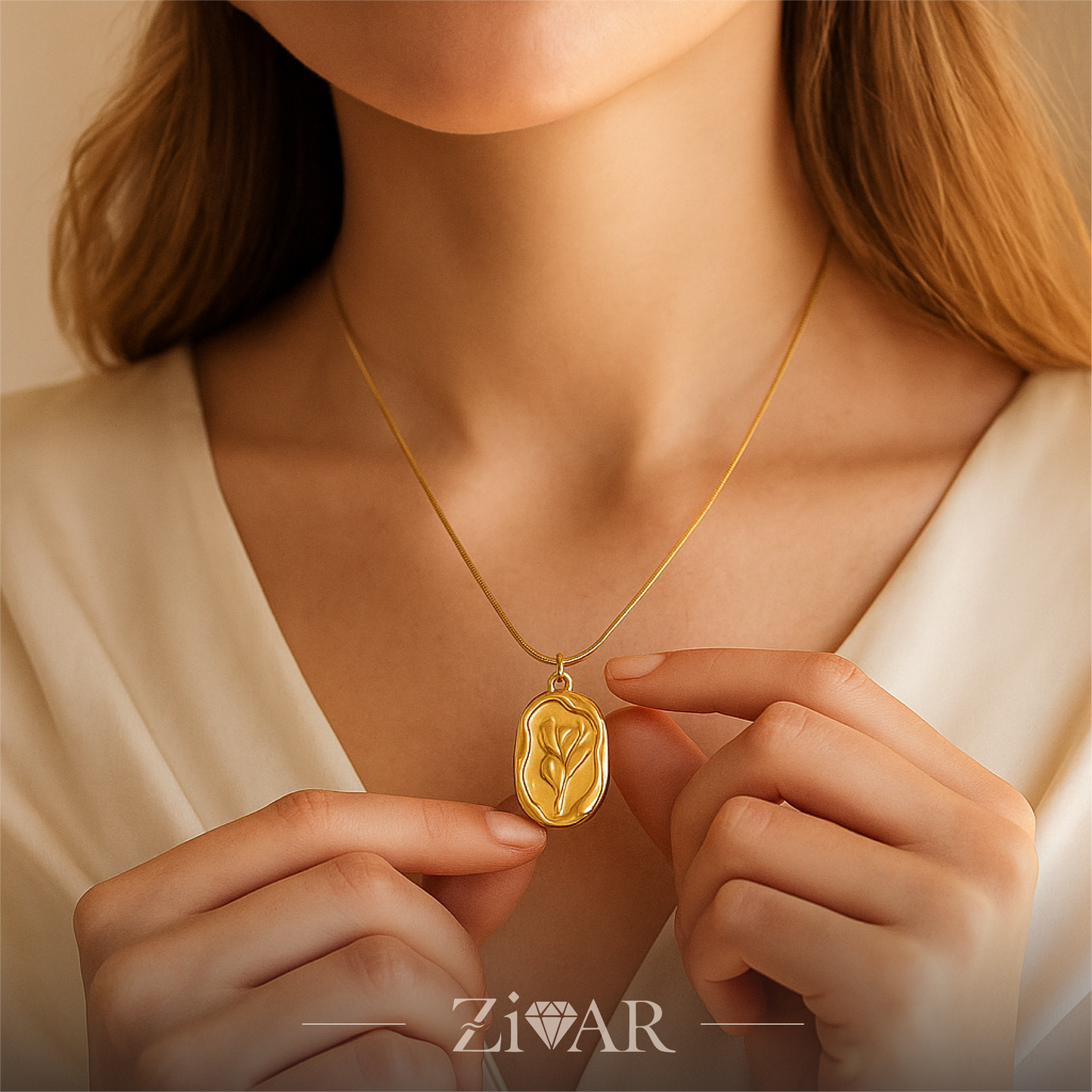 Golden Rose Pendant - Stainless Steel - Zivar Jewelry