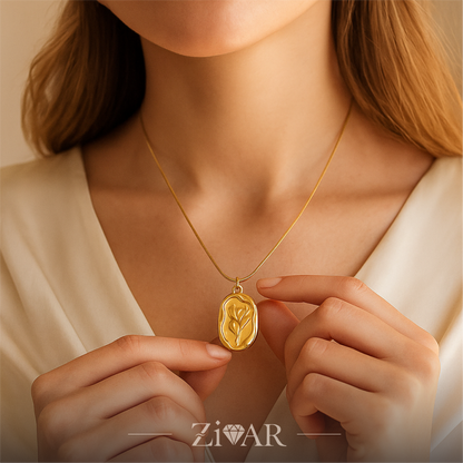 Golden Rose Pendant - Stainless Steel - Zivar Jewelry