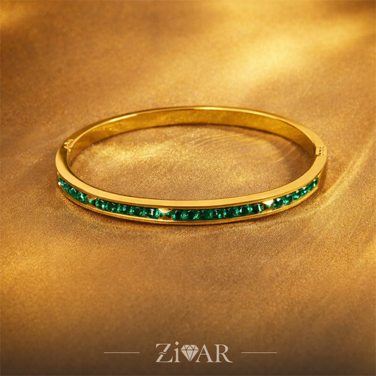 Turquoise Stone Bangle - Stainless Steel - Zivar Jewelry