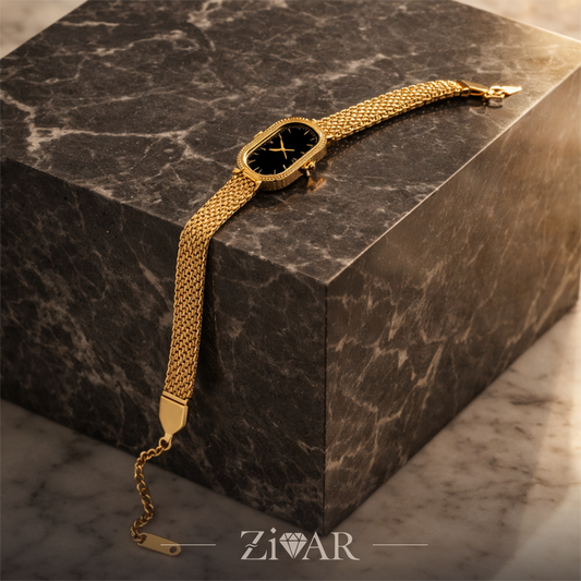 Oval Clock Bracelet- Zivar Jewelry - Stainless Steel