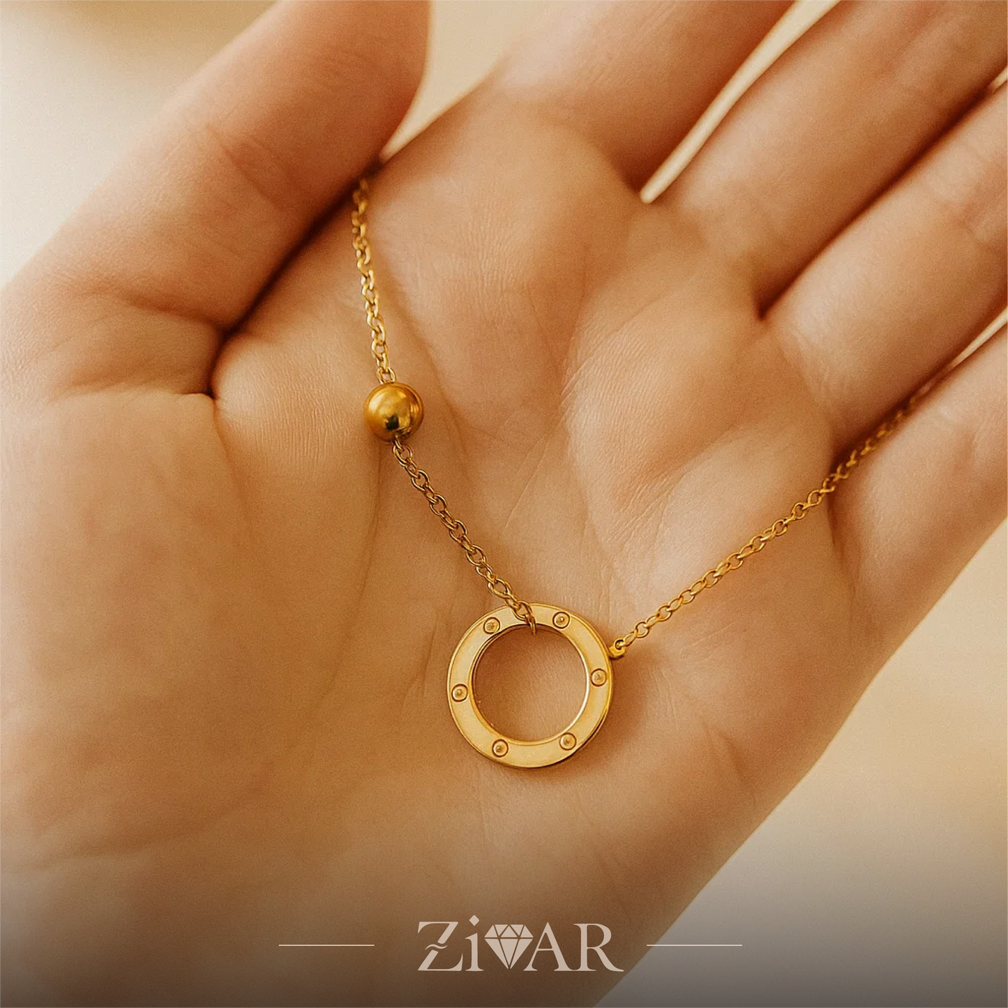 Round Necklace Pendant - Stainless Steel - Zivar Jewelry