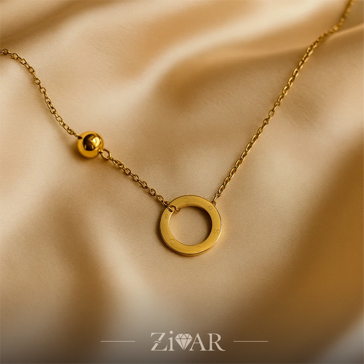 Round Necklace Pendant - Stainless Steel - Zivar Jewelry