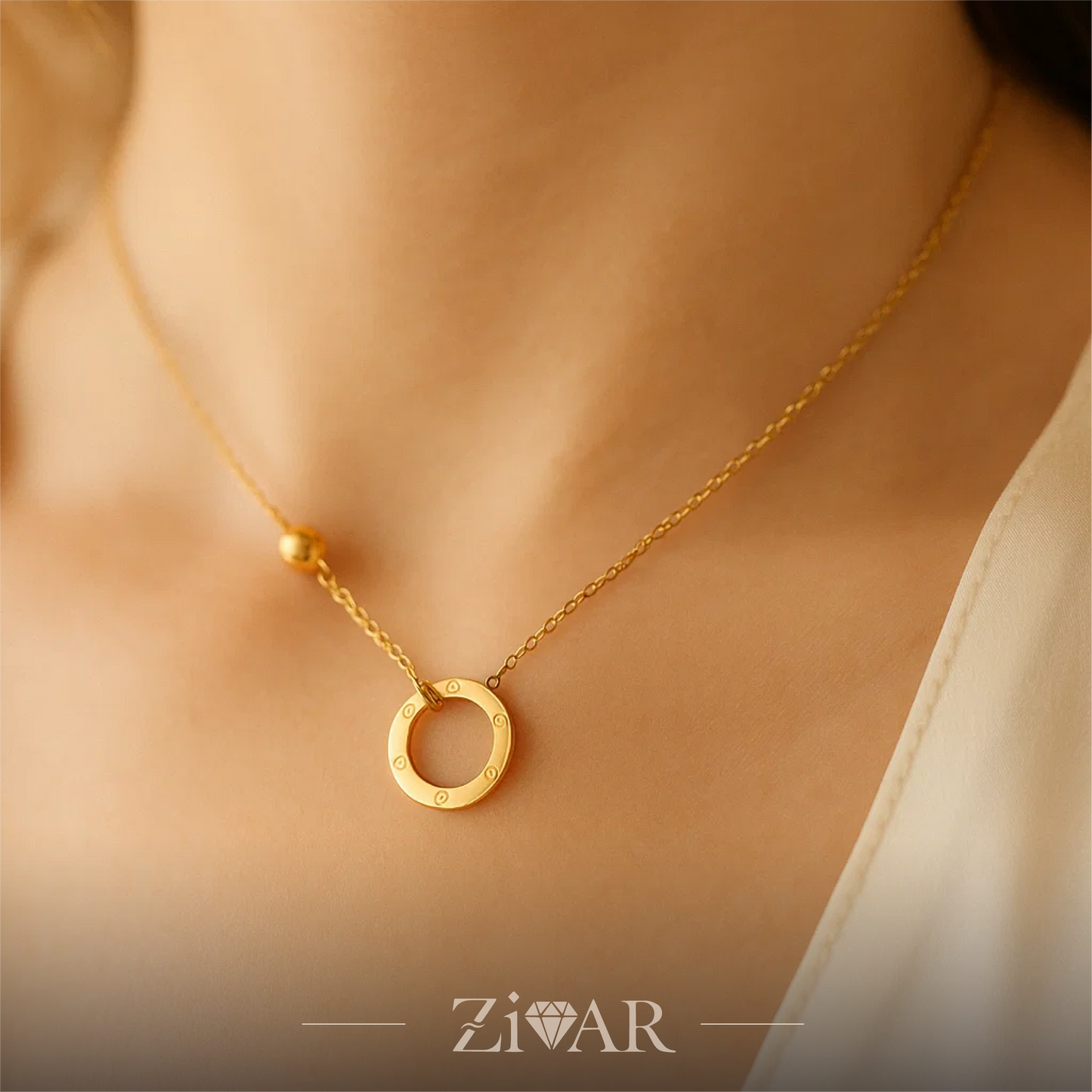 Round Necklace Pendant - Stainless Steel - Zivar Jewelry