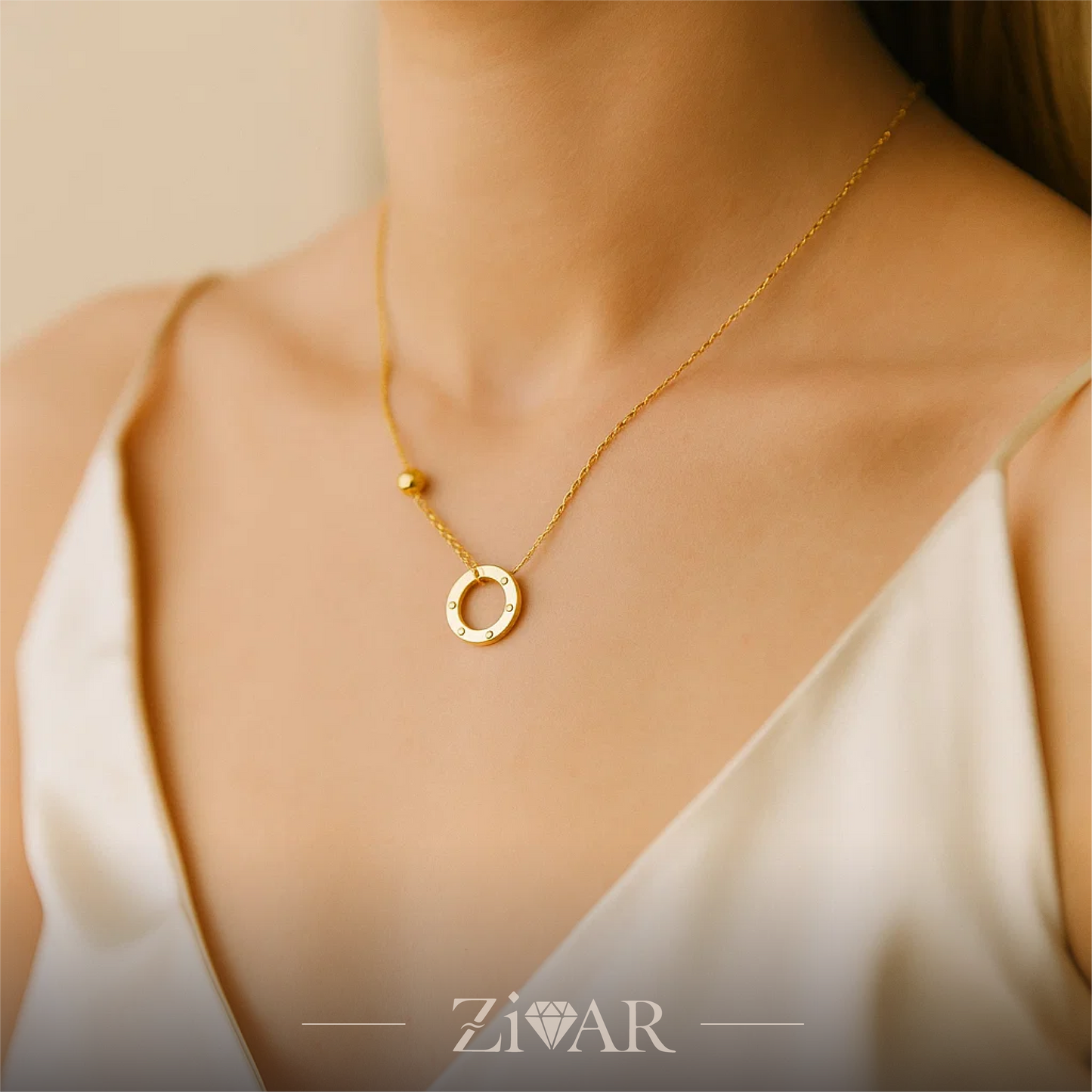 Round Necklace Pendant - Stainless Steel - Zivar Jewelry