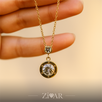 Twin Solitaire Pendant - Stainless Steel - Zivar Jewelry