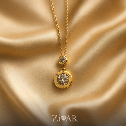 Twin Solitaire Pendant - Stainless Steel - Zivar Jewelry