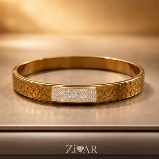 Silver Pave Bangle - Stainless Steel - Zivar Jewelry